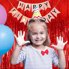 5 Pack Foil Curtain Backdrop Red Metallic Tinsel Foil Fringe Curtains Photo Booth Props for Birthday Wedding Engagement Baby Shower Bachelorette Christmas Holiday Celebration Party Decorations