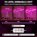 Custom Espresso Martini Neon Sign, Personalized LED Cocktail Club Wall Art Decor for Home Bar Kitchen Lounge Retro Espresso Wall Decor, Tini Time Martini Lover Gifts