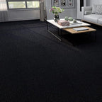 Carpet Tile 24” X 24” Self Adhesive Carpet Floor Tiles Anti-Slip Reusable Carpet Squares Peel and Stick Carpet Floor Tile Easy Install DIY for Bedroom Living Room (21, Black)