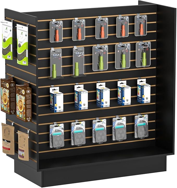 49.5”W x 24”D x 54”H - Retail Slat Wall Gondola Display with 3” Slatwall Units，Black Versatile H-Unit Slatwall Display Stand