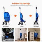VEVOR Stair Climber Cart, 36L Capacity, Grocery Cart Laundry Stair Climbing Handcart with 6 Wheels & Oxford Cloth Bag, Foldable Stair Climber Hand Truck for Grocery Laundry Climbing