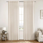 MIULEE Non-See-Through Privacy Linen Curtains 2 Panels, Light Filtering Window Curtains Farn House Textured Back Tab Semi Sheer Drapes for Bedroom Living Room, 52 x 72 Inches Long, Cream