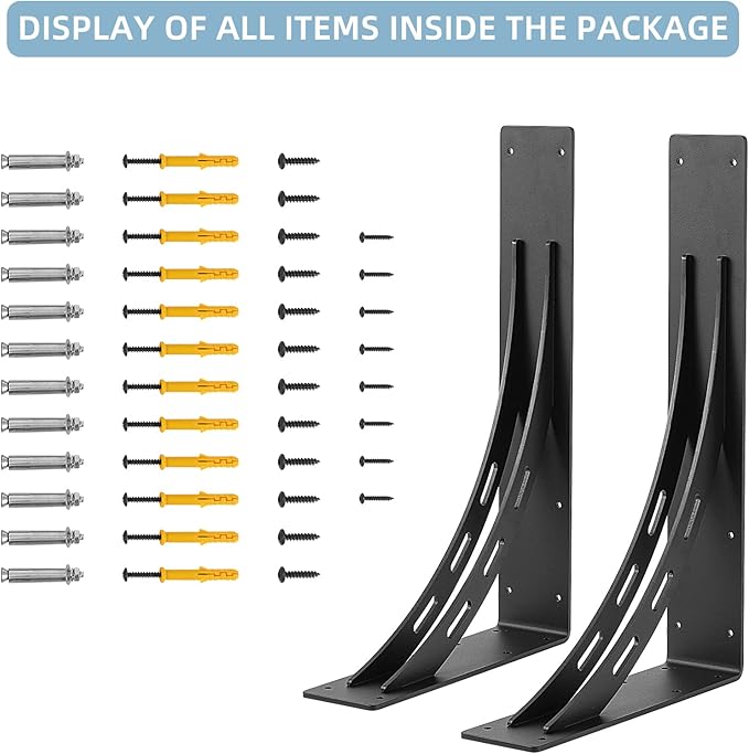 24"x15"x4" Heavy Duty Shelf Brackets, Max Load 1100 LBS, Premium Alloy Metal Mantel Brackets - Countertop Support - Set of 2