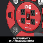 CRAFTSMAN 100 Ft. Retractable Extension Cord Reel With 4 Outlets & Heavy Duty 14AWG SJTW Cable
