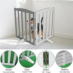 Freestanding Dog Gate Indoor,Doggie Gate Foldable Pet Gates for Doorways,Stairs or Hallways, Wooden Grey Pet Gate for The House, Pet Fence with Support Feet Included,24 "Height-2 Panels