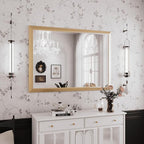 Amorho Bathroom Mirror, 50x36 Inch Golden Thick Metal Framed Wall Mirrors for Over Sink, Wall-Mounted Mirrors Perfect for Bedroom, Living Room, Entryway, Rectangle (Horizontal/Vertical).