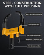 Trailer Security Adjustable Tire Lock 2PK Anti Theft Wheel Lock for Trailers, Car, SUV, Boat, Motorcycle, Golf Cart - Great Deterrent, 6 Alike Keys (Black-Yellow)