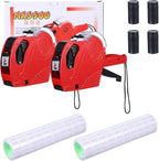 2 Pack Pricing Gun - 8 Digits Price Tag Gun with 8000 Labels & 4 Ink Rollers Kit Red Pricing Label Maker for Retailer,Supermarket
