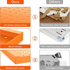TORACK 3 PCS Metal Pegboard Panels(12x24 inch) for Wall Garage Tools Storage Pegboard for Workbench, Modular Peg Board Tool Organizer Board Kit(Pack of 3, Orange)
