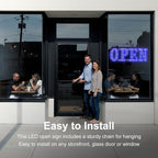 Large LED Open Signs for buiness with 13 Scene Modes, 40" x 14" Unique Design Blue Open Sign for Business Hour Open Sign for Window Stores Retail and Restaurant