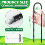 Gtongoko Trampolines Wind Stakes 16 Pack 16 Inch, 0.3 Inch Thick Heavy Duty U Shaped Rebar Tent Stakes Ground Anchors Galvanized Steel Safety Trampoline Anchors for Camping Tents, Soccer Goals