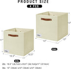 Collapsible Fabric Storage Cube Bins with 2 Reinforced PU Handles, Foldable Storage Organizer Baskets for Closet, Shelves, Living Room | 13"x13"x13", 4 Pack, Full Beige