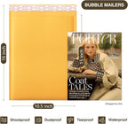 UCGOU Kraft Bubble Mailers 10.5x16 Inch 25 Pack Usable Size 10.5x15 Yellow Padded Envelopes #5 Large Mailing Packages Self Sealing Tear Resistant Boutique Bulk Mail Shipping Bags for Book and More