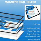 Magnetic Frames for Refrigerator, 20 Pack Double Sided Magnetic Sign Holder 8.5 x 11 for Display Picture Paper Document Flyer Page, Reusable Adhesive Frames for Walls Door Window Glass