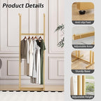 Gold Clothing Racks, Metal Clothes Rack with 4 Straight Arms, Freestanding Garment Rack for Hanging Clothes Heavy Duty, 46" to 63" Adjustable Height Retail Clothing Rack for Boutiques Display