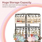 360 Rotating Earring Display Stands for Selling, Earring Rack Display Holder Stand, Jewelry Display for Vendors Selling Earring Cards, Necklaces, Bracelets, Hair Accessories (48 Hooks)