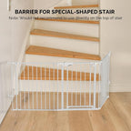 Bonnlo 82-Inch Versatile Safety Gate Metal Baby/Pet Gate Configurable Dog Barrier - Ideal for Wide Door Openings, Stairways, Doorways, Includes Wall Mounts