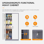INTERGREAT Metal Garage Storage Cabinet with Lock, 72" Storage Cabinet with Locking Doors and 4 Adjustable Shelves, Lockable Steel Tool Cabinet for Home Office, School, Double Grey