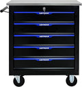 5 Drawer Rolling Tool Chest with Locker, 25.9" D Metal Movable Lockable Tool Cart Box Multi-Functional Hardware Storage Cabinet Box for Warehouse Basement Home Pantry Garage