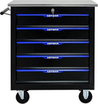 5 Drawer Rolling Tool Chest with Locker, 25.9" D Metal Movable Lockable Tool Cart Box Multi-Functional Hardware Storage Cabinet Box for Warehouse Basement Home Pantry Garage