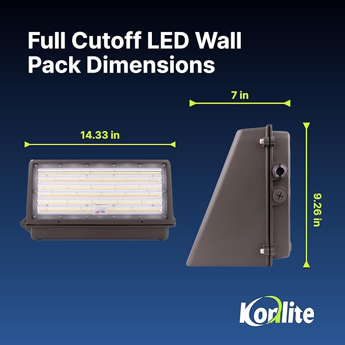 Konlite - 125W/105W/76W Full-Cutoff LED Wall Pack Lights, Selectable Wattage & CCT (5000K/4000K/3000K), LED Wall Light, Energy Efficient, Durable, Outdoor Commercial Wall Pack Light, 20,812LM
