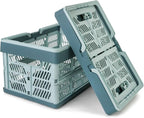 Domiella 2-Pack Foldable Storage Baskets, Collapsible PP Crates with Handles - 20L Capacity, Strong and Portable for Home Organization, Picnic and Shopping, Blue