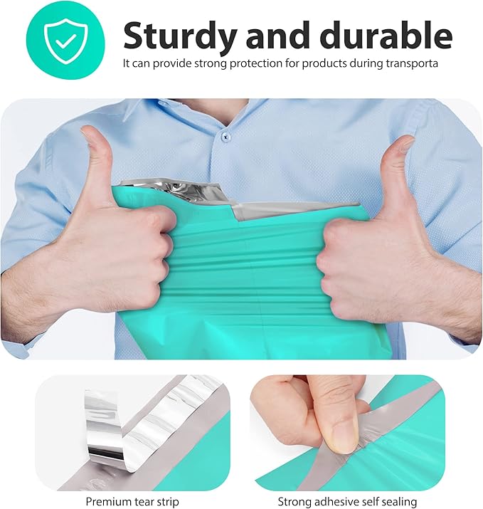 Fuxury Poly Mailers 14.5x19 Inch 50 Pcs, Waterproof Shipping Bags for Clothing, Strong Adhensive Shipping Envelopes for Small Business, Self Seal Mailers Poly Bags Mailing Envelopes Teal