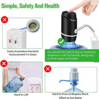 5 Gallon Electric Drinking Portable Water Dispenser, Universal USB Charging Water Bottle Pump For 2-5 Gallon With 2 Silicone