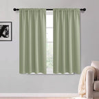 KGORGE Room Darkening Curtains 54 inch Length, Privacy Thermal Insulated Noise Reducing Small Window Treatments for Bedroom Kitchen, Back Tab Rod Pocket, W52 x L54 inches, Sage Green, 2 Panels