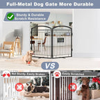 Full Metal Free Standing Dog Gate with Door for Indoor Outdoor, 48'' Extra Wide 32'' Tall Dog Gate for Doorways,Large Openings,Decks,Pet Puppy Freestanding Safety Fence(2 Panels,Black)