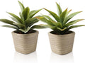 2 Pack Small Fake Plants, 11.42 Inch Artificial Agave Plants in Pots, Faux Plants Indoor for Home Room Office Bathroom Bedroom Kitchen Farmhouse Greenery Decor