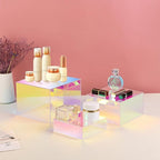 Risers Display Stands, Buffet Riser, Cubes Acrylic Display Box, Food Display Risers for Party, Acrylic Retail Display Stand, Nesting Showcase Display Riser, Craft Show Display Stand (3PCS-Iridescent)