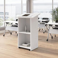 Bush Business Furniture Podium Lectern, 48 inch Tall, Professional-Grade Mobile Presentation Stand Up with Shelves, Envision Collection, White