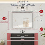 Keonjinn Black Framed Mirror for Bathroom 40 x 30 Inch Rounded Rectangle Wall Mirror, Matte Black Vanity Mirror for Over Sink, Tempered Glass Farmhouse Mirrors Seamless Metal Frame