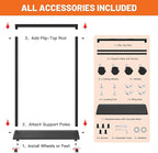 Heavy Duty Rolling Sidewalk Sign 24x36 Inch - Double-Sided Sandwich Board Poster Stand with Wheels, Slide-in Floor Standing Sign Holder Stand for Outdoor Business Advertising (Frame only)