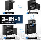 SILVEL 5-Drawers Rolling Tool Chest, Assembled Tool Box with Auto Locking System & Lockable Wheels & Sliding Drawers & Detachable Top, Tool Storage Cabinet for Garage Workshop