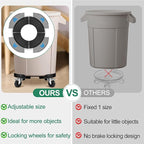ToLanbbt Trash Can Dollies with 3 in Upgraded Wheels, 15-19 in Adjustable Round Furniture Dollies Heavy Duty 480 LBS Drum Rolling Base Keg Carts for 20, 32, 44, 55 Gallon Garbage Cans, Black, 2 PCS