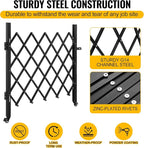 Folding Security Gate 35.83''W X 48.03''H Steel Scissor Door Gate Barricade Gate Expandable Security Gate Flexible Accordion Security Gate with 360° Wheels&Padlock