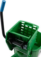 Carlisle FoodService Products 26-Quart Commercial Mop Bucket with Side-Press Wringer, Precision-Molded Polypropylene, Durable Wringer, Bucket with Non-Marking Casters, 18.5 x 16.5 x 23 Inches, Green