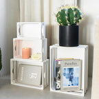 Large Wooden Crates Set of 4 Decorative Storage Box with Handles, Rustic Whitewashed Farmhouse Wooden Crates for Display, Living Room Container Baskets Box for Kitchen, Pantry, Bedroom