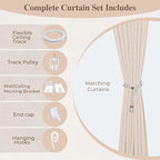 Faux Linen Semi Sheer Room Divider Curtain with Flexible Tracks, Light Filtering Privacy Curtains for Patio Sliding Glass Door, Window or Room Divider Drapes, Living Room, Beige, 72"W x 84"L,1 panel