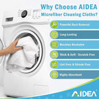 AIDEA Microfiber Cleaning Cloth White 50PK, Cleaning Rags, Lint Free Microfiber Towels, Kitchen Towels Dusting Cloth, Wash Cloths, Dish Rags White, 11.5"x 11.5"