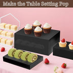 Extra Large Buffet Risers Set, 10" 12" 14" White Acrylic Food Risers for Buffet Table, Display Stand Shelf with Hollow Bottoms for Catering Dessert Collectibles Jewelry Figures Show(Black)