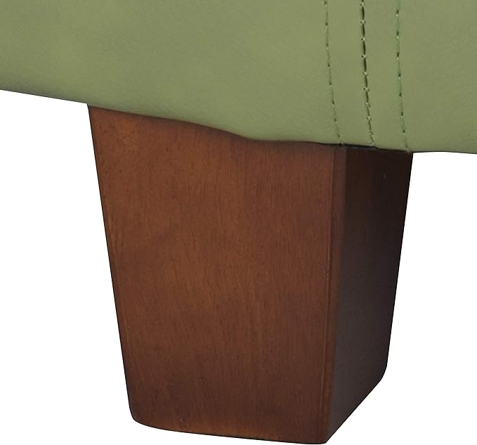 HomePop Round Leatherette Storage Ottoman with Lid, Moss Green Large