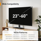 Perlegear Tabletop TV Stand, Universal TV Stand for 23–60 Inch LCD/LED/OLED TVs, Height-Adjustable TV Mount Stand with Tempered Glass Base & Cable Management, VESA 400x400mm, PGTVS02 ﻿