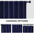 Hiasan Patio Sliding Room Divider Door Curtains - Extra Wide Privacy Room Thermal Insulated Blackout Curtain with Back Tab & Rod Pocket for Bedroom Partition(100 x 108 Inches, Navy Blue)