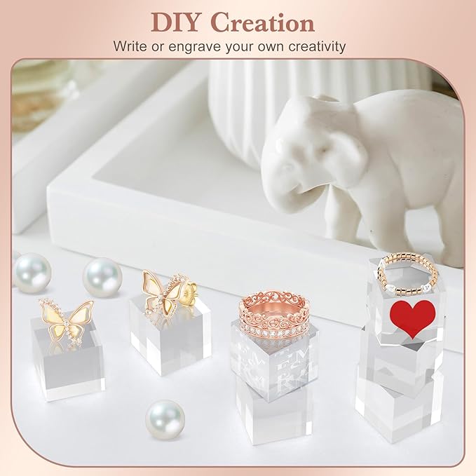 Acrylic Base 20 Pieces Acrylic Blocks for Display 1 X 1 X 1 Inch Square Riser Display Stands Trophy Base Pedestal Stands Clear Cube for Trophy Jewelry Props Food Party Crafts