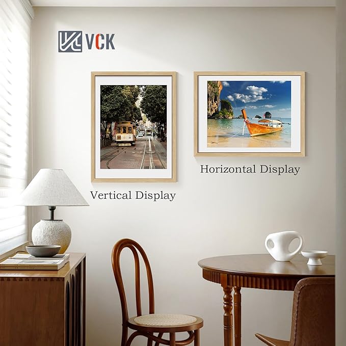 VCK 18x24 Poster Frame 5 Pack - Natural Oak, High-End Wood Picture Frames with Polished Plexiglass, Display 16x20 Photo with Mat or 18x24 without Mat, Art Gallery-Quality, Wall Hanging, Natural Oak