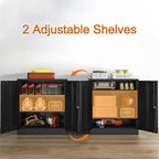 Metal Storage Cabinet, 36" H Locking Storage Cabinet with 2 Adjustable Shelves, Metal Cabinets for Garage, Home, Office, Utility Room-Black