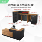 L Shaped Reception Desk with Lockable Drawer and Cable Grommets Front Desk Retail Checkout Counter Table for Salon Lobby Shop Office Reception Room Wood and Black Left 79inch/200cm